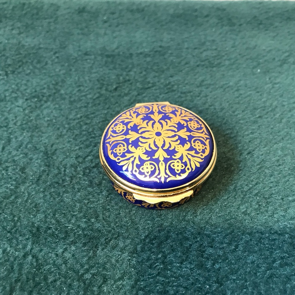 Halcyon Days Enamels blue and gold trinket box